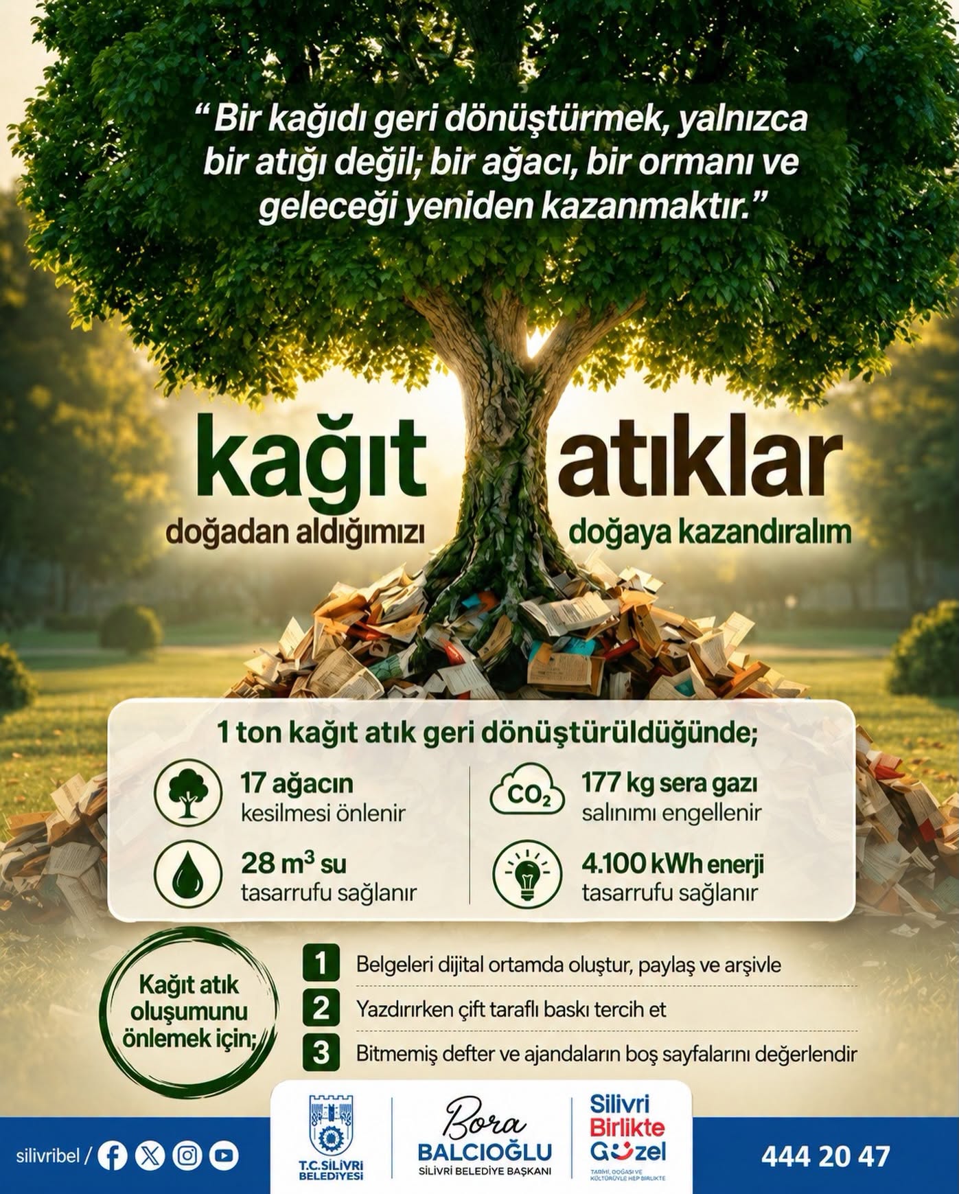 Silivri Belediyesi’nden Kağıt Atıkların Geri Dönüşümüne Dikkat Çeken Çağrı