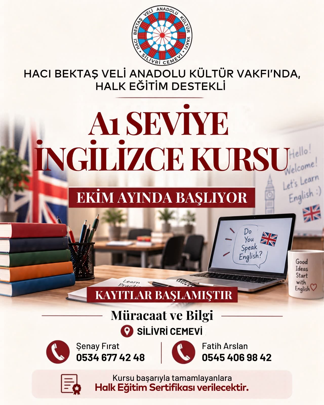 Silivri Hacı Bektaş Veli Anadolu Kültür Vakfı’nda A1 Seviye İngilizce Kursu Başlıyor