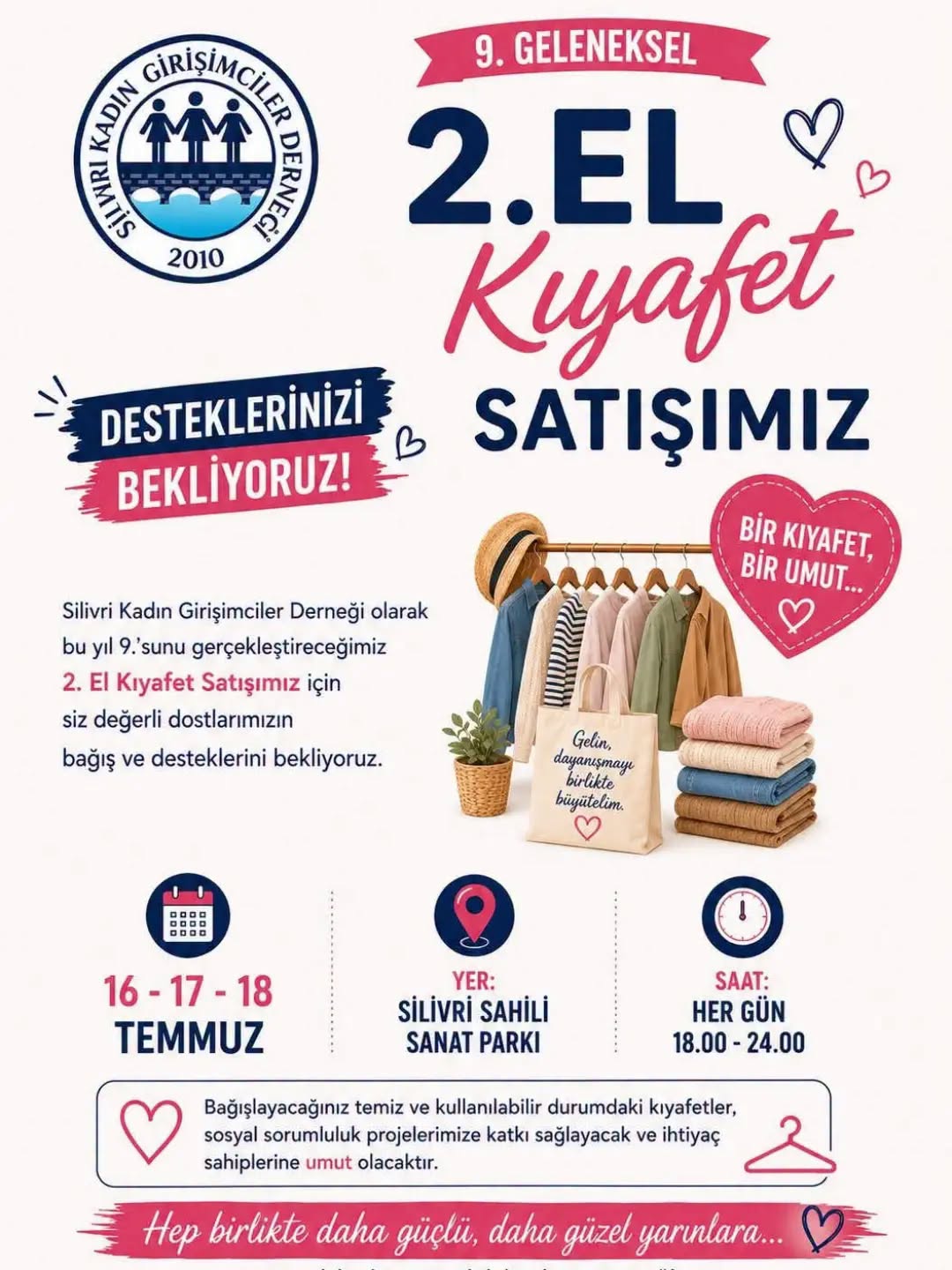 Silivri Kadın Girişimciler Derneği’nden Dayanışma Çağrısı: 9. Geleneksel 2. El Kıyafet Satışı Başlıyor