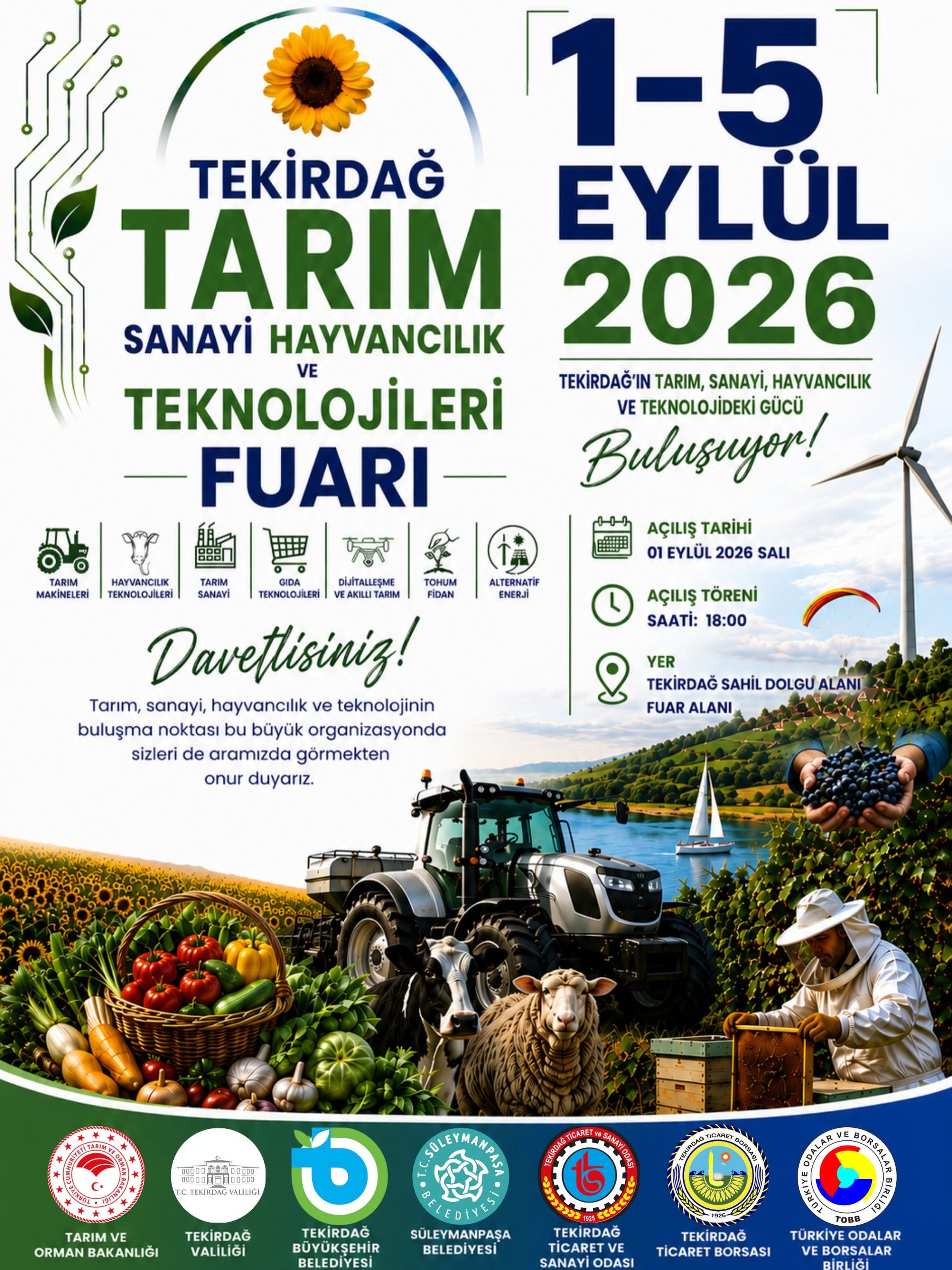 Tekirdağ Tarım, Sanayi, Hayvancılık ve Teknolojileri Fuarı Kapılarını Açıyor