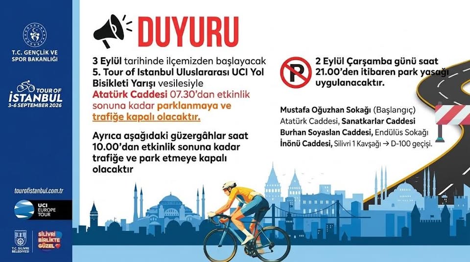 Tour of İstanbul Nedeniyle Silivri’de Bazı Yollar Trafiğe Kapatılacak